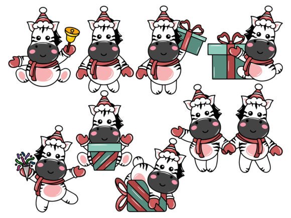 A Cheerful Zebra Cartoon Embraces Christmas Day