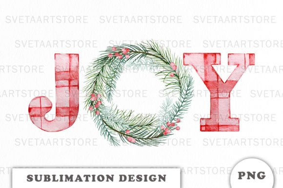 A Watercolor Christmas JOY Graphic Asset for Editorial Design