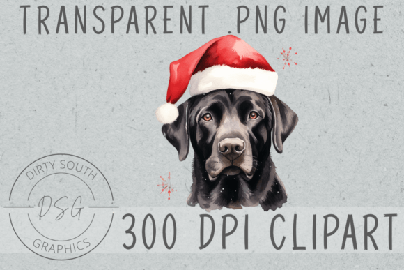 Christmas Black Lab Clipart for Crafters and Merchandise