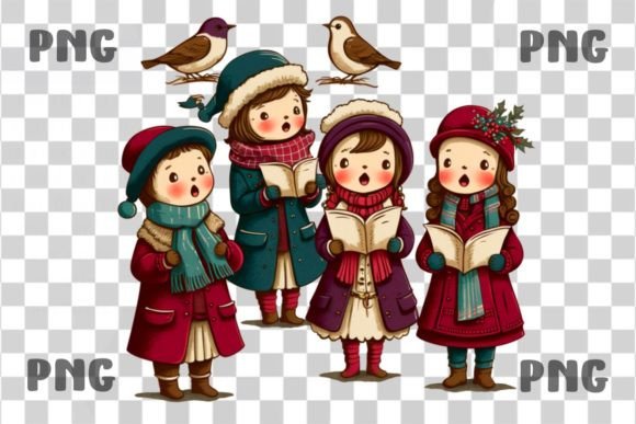 Christmas Carollers Graphics for Crafts and Seasonal Branding
