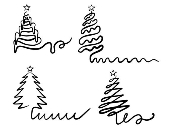 Christmas Tree Silhouette Graphics for Holiday Illustrations