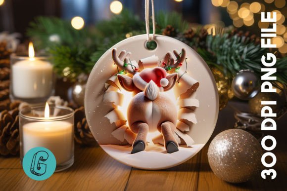 Crafting Elegant Holiday Graphics with 3D Reindeer Ornament Back