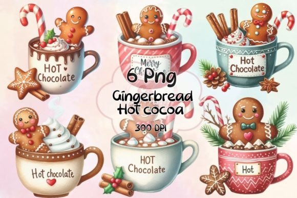 Gingerbread Hot Cocoa Graphics for Editorial Illustrations