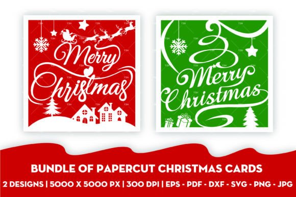 Papercut Christmas Cards: Graphics for Print Templates
