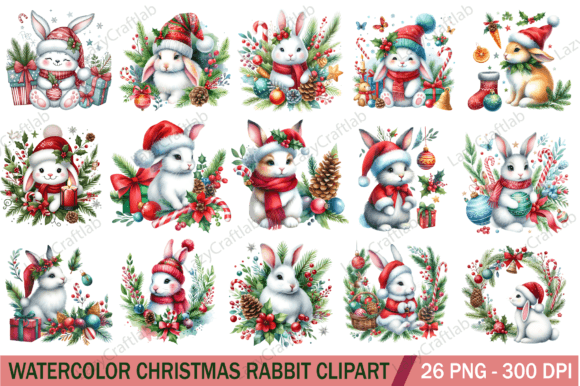 Reviewing the Watercolor Christmas Rabbit Graphics Bundle