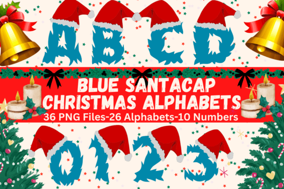 Santa Cap Blue Christmas Alphabets: A Festive Graphics Tool for Crafts